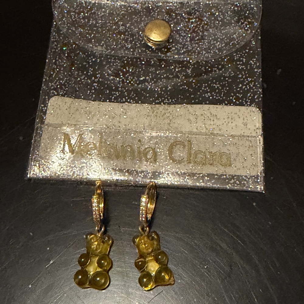 Melania Clara Gold-Tone Yellow Gummy Bear Hoop Drop Earrings